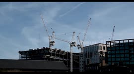 Cranes workings on building the new Google office near to Kings Cross, London, United Kingdom
