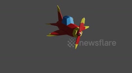 Animated 3d aeroplane created in blender with some colours.