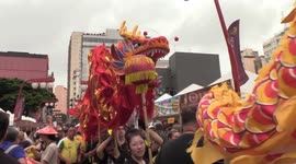 Locals participate in Chinese New Year festivity in Sao Paulo, Brazil