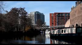 New view of the Regents Canal near to both St Pancreas and Kings Cross, London, United Kingdom