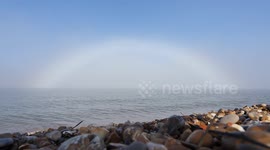 Rare 'fog bow' rainbow captured in 4k in Kent, UK