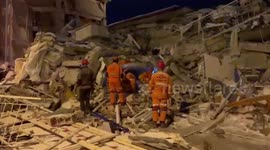 Rescue Workers Digging Through Rubble Overnight Seeking Survivors In Malatya, Turkey