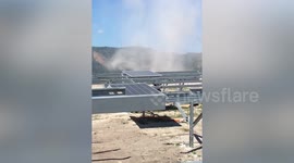 Dust devil forms at solar farm in the Philippines