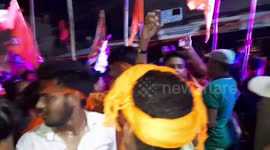 Biggest Hindu Flag in Hanuman Jayanthi Rally in Sambalpur Odisha.  BajrangDal Hanuman Shobhayatra