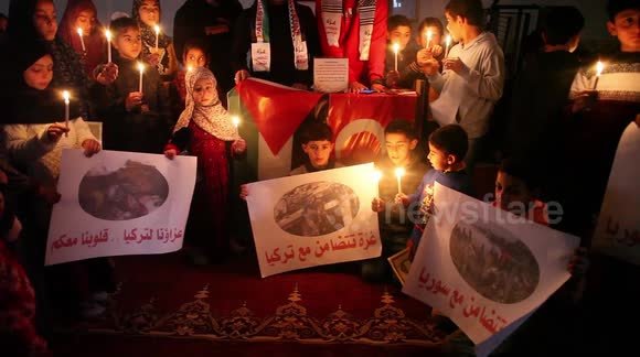 Palestinian kids gather in solidarity with Turkey and Syria earthquake victims
