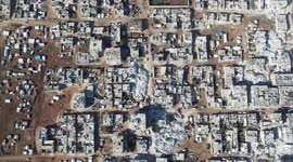 An aerial shoot of the devastation in northern Syria due to the earthquake (60FPS)