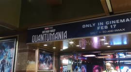 People come dressed up as Ant Man characters at the press screening of Ant Man And The Wasp Quantumania