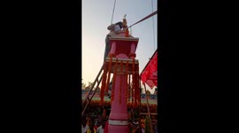 The Flag Waved On The Summit Of The Temple After Worshiping in Odisha A Flag Waving in Durgapali sambalpur Odisha