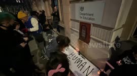 Hundreds of people turn up outside The Department of Education for Brianna Ghey Vigil