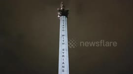 Nelson's Column in Trafalgar Square is lit up in solidarity for Syrian earthquake victims