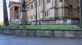 Progress Pride flag flies at the State Library of NSW in Sydney, Australia