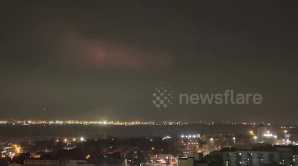 Stormcloud over Thailand emits constant lightning flashes