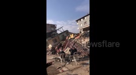 Destroyed buildings as the aftermath of the earthquake in Antalya, Turkey