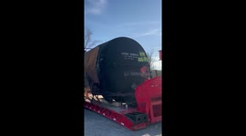 Burnt rail car on hold for ntsb from the Norfolk southern train derailment