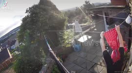 Pegging the washing out and the line broke and smacked me on the head lol the song goes with it too enjoy