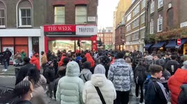 Hundreds of young people surround Trapstar shop in Soho, London