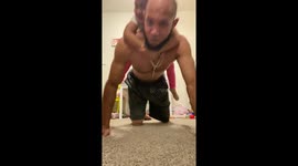 My other daughter doing exercise with me 