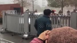 Man trouble by the police smashed cars uniforms