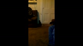 Blessings playing on Christmas with her toy