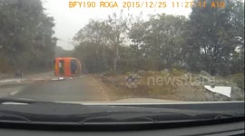 Man survives being thrown onto road in bus rollover