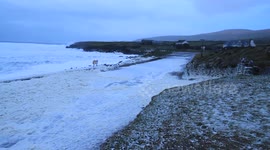 'Foam Party' White Christmas in St. Finian's Bay, Kerry (Wider Angle)