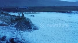 Storm Frank Foam Party on the coast road