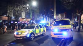 Police, Fire and Ambulances respond to emergencies  along Birmingham's Broad Street on New Years Day 2016
