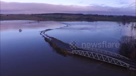 ++CORRECTION++ Drone captures flooded road in Aberdeenshire
