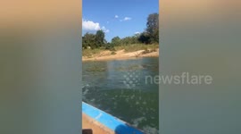 Drowning couple rescued by passing long tail tourist boat on Thai river