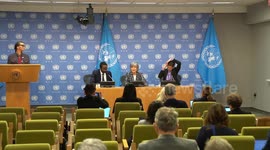 Jane Fonda speaks at press briefing on high seas treaty in New York, US