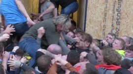 The moment player's eyes gouged and betting shop damaged during brutal Atherstone Ball Game