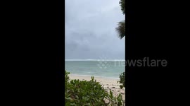Waves caused by the oncoming Cyclone Freddy in Belle Mare, Mauritius