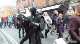 Man impersonating Founder and Executive Chairman of the World Economic Forum, Klaus Schwab at an OXFORD LTN protest