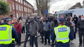 Handful of antifa & pro lgbt confront and stop fat right from approaching