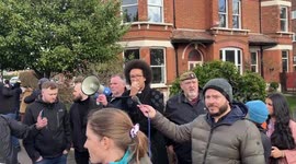 Calvin Robinson makes a long speech towards the pro lgbt protest