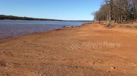 Extreme drought affecting area lakes in central Oklahoma USA.