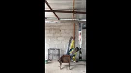 Camera captured moment when a boy sleep off a chair and fell on a sharp object