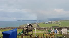 Fire in Port Isaac bay. Not that long since the fire at Tintagel