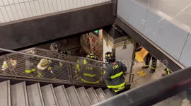 Emergency workers at the Grand Central Terminal stop in New York USA