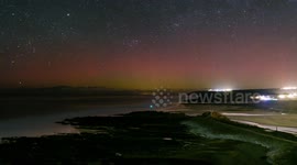 Timelapse footage captures aurora borealis above the skies of Cornwall, UK