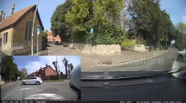 Close Call: Driver Turning the Wrong Way on a Roundabout