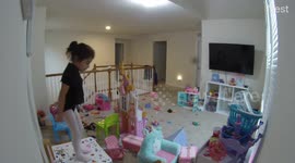 Toddler falla playing floor is lava