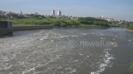 Shots of Penha dam and lock in Sao Paulo, Brazil