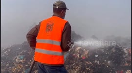 Efforts underway to extinguish garbage collection fire in Gaza's Juhor Ad Dik.