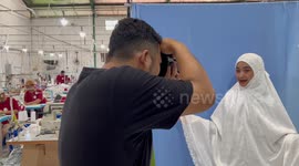 Mukena production ahead of Ramadhan in Cinere, Indonesia