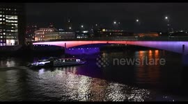 The Uber Boat, MBER goes under the London Bridge, United Kingdom