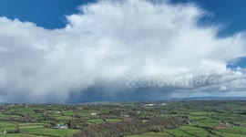 Drone Captures Isolated Snow Cell With Snow Curtains Falling Over Countryside - Two Days Prior To Major Snowfall