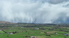 Drone captures wall of snow as Northern Ireland braces for cold snap