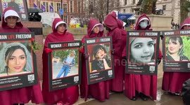 Iranian handmaidens protest for international women day