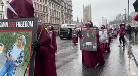 Iranian handmaidens protest for international women day
